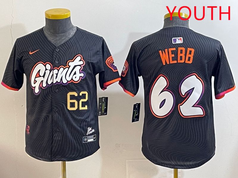 Youth San Francisco Giants #62 Webb Black Joint Name 2025 Nike MLB Jersey style 4->youth mlb jersey->Youth Jersey